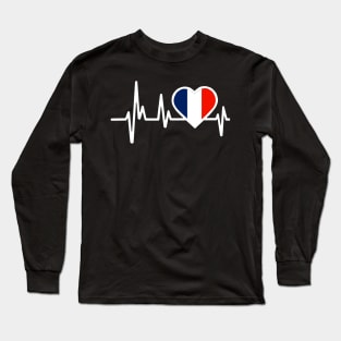 France Heartbeat Flag Long Sleeve T-Shirt